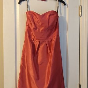 Jenny Yoo Taffeta Coral Strapless Bridesmaids Dress